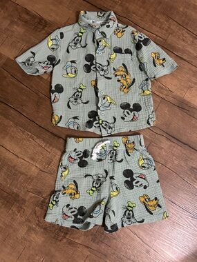 Kids' Disney Mickey Pluto Goofy Shirt and Short Set